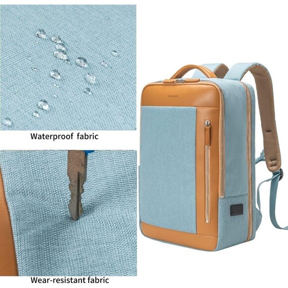 Men Blue Business Smart Backpack Waterproof Laptop Backpack Travel Durable bag - Picture 10 of 10